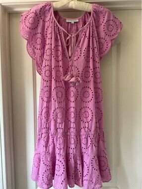 Cartolina Nantucket Joy Eyelet Coverup Orchid/Pink Cotton Mini Dress Size M